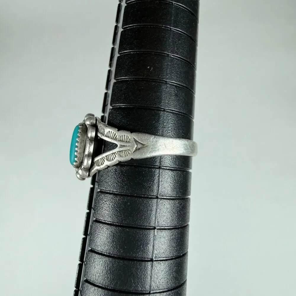 Vintage Sterling Silver Native American Turquoise Ring 8us Size 2.71g